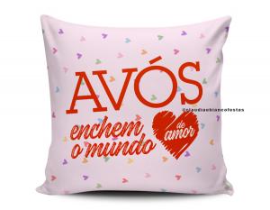 ALMOFADA AVÓS ENCHE O MUNDO DE AMOR Tecido 100% Poliéster (microfibra) 33x30cm Personalizado Frente e Verso Sublimação  