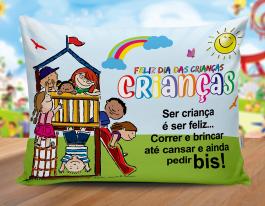 ALMOFADA DIA DAS CRIANÇAS Tecido 100% Poliéster (oxford) 30x20cm Personalizado Frente e Verso Sublimação  