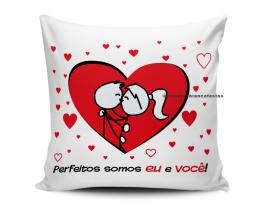 ALMOFADA DIA DOS NAMORADOS - CASAL PERFEITOS Tecido 100% Poliéster (microfibra) 33x30cm Personalizado Frente e Verso Sublimação  