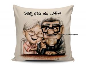 ALMOFADA FELIZ DIA DOS AVÓS Tecido 100% Poliéster (microfibra) 33x30cm Personalizado Frente e Verso Sublimação  