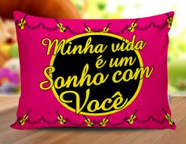 ALMOFADA PÁSCOA - MINHA VIDA É UM SONHO COM VOCÊ Tecido 100% Poliéster (oxford) 30x20cm Personalizado Frente e Verso Sublimação  