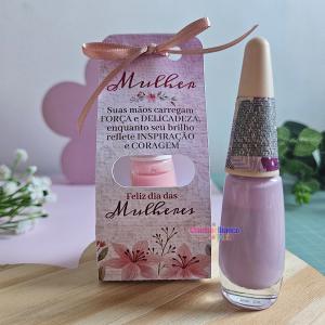 CAIXA ESMALTE LEMBRANCINHA DIA DA MULHER Esmalte 7,5ml    Papel Fotográfico 180g 