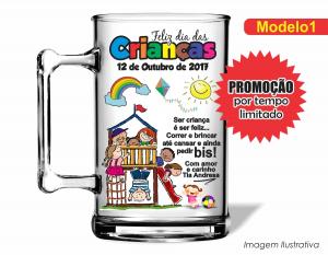 CANECA ACRÍLICA DIA DAS CRIANÇAS - MOD001 Poliestireno  Frente colorido Impressão no Adesivo Vinil   