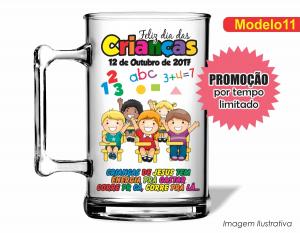 CANECA ACRÍLICA DIA DAS CRIANÇAS - MOD011 Poliestireno  Frente colorido Impressão no Adesivo Vinil   