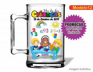 CANECA ACRÍLICA DIA DAS CRIANÇAS - MOD012 Poliestireno  Frente colorido Impressão no Adesivo Vinil   