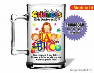 CANECA ACRÍLICA DIA DAS CRIANÇAS - MOD014 Poliestireno  Frente colorido Impressão no Adesivo Vinil   