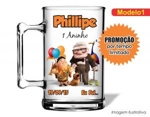 CANECA ACRÍLICA INFANTIL - ALTAS AVENTURAS Poliestireno  Frente colorido Impressão no Adesivo Vinil  