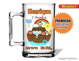 CANECA ACRÍLICA INFANTIL - ARCA DE NOÉ Poliestireno  Frente colorido Impressão no Adesivo Vinil  