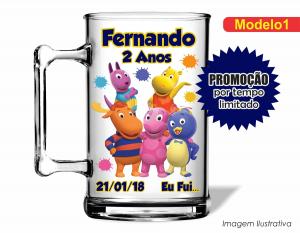 CANECA ACRÍLICA INFANTIL - BACKYARDIGANS Poliestireno  Frente colorido Impressão no Adesivo Vinil  