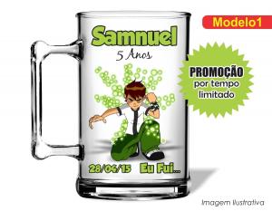 CANECA ACRÍLICA INFANTIL - BEN10 Poliestireno  Frente colorido Impressão no Adesivo Vinil  