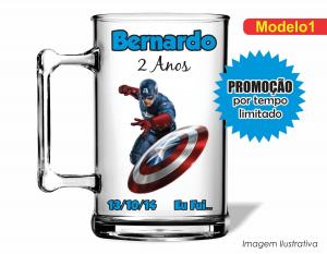 CANECA ACRÍLICA INFANTIL - CAPITÃO AMERICA Poliestireno  Frente colorido Impressão no Adesivo Vinil  