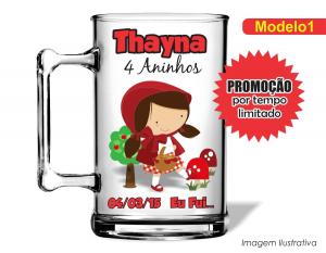 CANECA ACRÍLICA INFANTIL - CHAPEUZINHO VERNMELHO Poliestireno  Frente colorido Impressão no Adesivo Vinil  