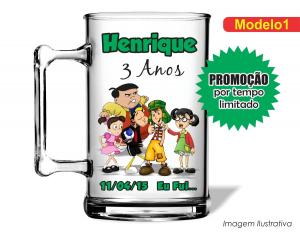 CANECA ACRÍLICA INFANTIL - CHAVES Poliestireno  Frente colorido Impressão no Adesivo Vinil  