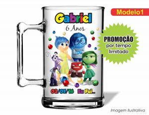 CANECA ACRÍLICA INFANTIL - DIVERTIDADMENTE Poliestireno  Frente colorido Impressão no Adesivo Vinil  