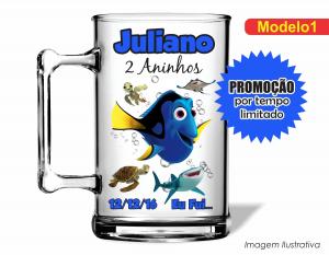 CANECA ACRÍLICA INFANTIL - DORY Poliestireno  Frente colorido Impressão no Adesivo Vinil  