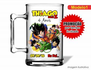 CANECA ACRÍLICA INFANTIL - DRAGONBALL Z Poliestireno  Frente colorido Impressão no Adesivo Vinil  