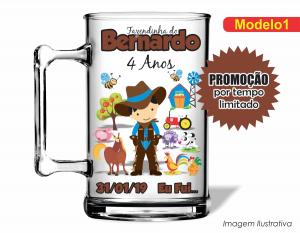 CANECA ACRÍLICA INFANTIL - FAZENDINHA Poliestireno  Frente colorido Impressão no Adesivo Vinil  