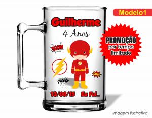 CANECA ACRÍLICA INFANTIL - FLASH Poliestireno  Frente colorido Impressão no Adesivo Vinil  