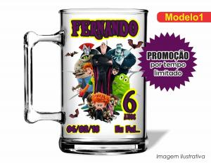 CANECA ACRÍLICA INFANTIL - HOTEL TRANSILVANIA Poliestireno  Frente colorido Impressão no Adesivo Vinil  