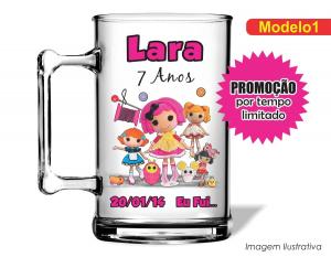 CANECA ACRÍLICA INFANTIL - LALALOOPSY Poliestireno  Frente colorido Impressão no Adesivo Vinil  