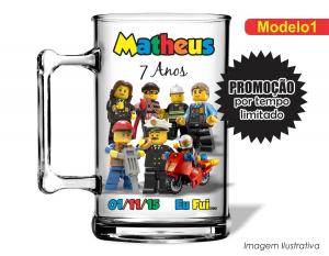 CANECA ACRÍLICA INFANTIL - LEGO CITY Poliestireno  Frente colorido Impressão no Adesivo Vinil  