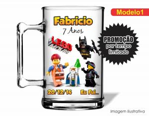 CANECA ACRÍLICA INFANTIL - LEGO MOVIE Poliestireno  Frente colorido Impressão no Adesivo Vinil  