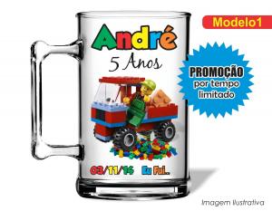 CANECA ACRÍLICA INFANTIL - LEGO Poliestireno  Frente colorido Impressão no Adesivo Vinil  