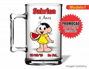 CANECA ACRÍLICA INFANTIL - MAGALI Poliestireno  Frente colorido Impressão no Adesivo Vinil  