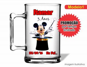 CANECA ACRÍLICA INFANTIL - MICKEY MÁGICO Poliestireno  Frente colorido Impressão no Adesivo Vinil  