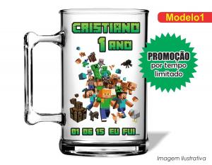 CANECA ACRÍLICA INFANTIL - MINECRAFT Poliestireno  Frente colorido Impressão no Adesivo Vinil  