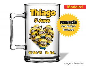 CANECA ACRÍLICA INFANTIL - MINIONS Poliestireno  Frente colorido Impressão no Adesivo Vinil  