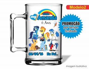 CANECA ACRÍLICA INFANTIL - MY LITTLE PONY MENINO Poliestireno  Frente colorido Impressão no Adesivo Vinil  