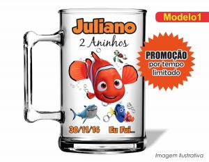 CANECA ACRÍLICA INFANTIL - NEMO Poliestireno  Frente colorido Impressão no Adesivo Vinil  