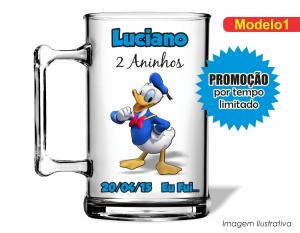 CANECA ACRÍLICA INFANTIL - PATO DONALD Poliestireno  Frente colorido Impressão no Adesivo Vinil  