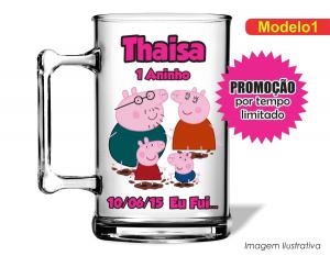 CANECA ACRÍLICA INFANTIL - PEPPA PIG Poliestireno  Frente colorido Impressão no Adesivo Vinil  