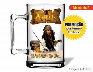 CANECA ACRÍLICA INFANTIL - PIRATAS DO CARIBE Poliestireno  Frente colorido Impressão no Adesivo Vinil  