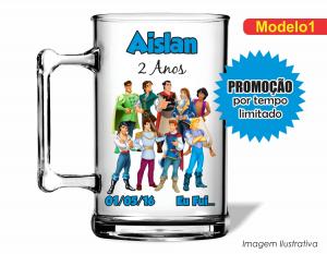 CANECA ACRÍLICA INFANTIL - PRINCIPES Poliestireno  Frente colorido Impressão no Adesivo Vinil  