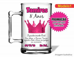 CANECA ACRÍLICA INFANTIL - REINO Poliestireno  Frente colorido Impressão no Adesivo Vinil  