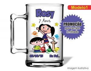 CANECA ACRÍLICA INFANTIL - SHOW DA LUNA Poliestireno  Frente colorido Impressão no Adesivo Vinil  