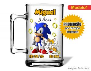 CANECA ACRÍLICA INFANTIL - SONIC Poliestireno  Frente colorido Impressão no Adesivo Vinil  