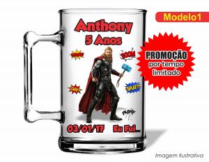 CANECA ACRÍLICA INFANTIL - THOR Poliestireno  Frente colorido Impressão no Adesivo Vinil  