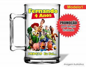 CANECA ACRÍLICA INFANTIL - TOY STORY Poliestireno  Frente colorido Impressão no Adesivo Vinil  