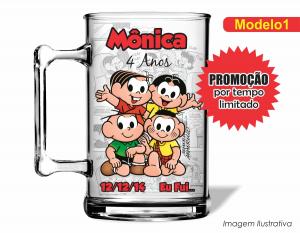 CANECA ACRÍLICA INFANTIL - TURMA DA MÔNICA Poliestireno  Frente colorido Impressão no Adesivo Vinil  