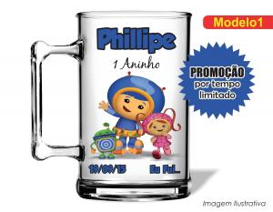 CANECA ACRÍLICA INFANTIL - UMIZOOMI Poliestireno  Frente colorido Impressão no Adesivo Vinil  