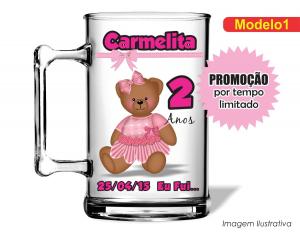 CANECA ACRÍLICA INFANTIL - URSA POA Poliestireno  Frente colorido Impressão no Adesivo Vinil  