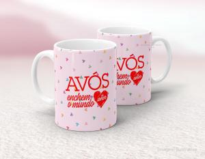 CANECA EM CERÂMICA DIA DOS AVÓS - AVÓS ENCHEM O MUNDO DE AMOR Caneca em Cerâmica Branca 325ml  Sublimação  