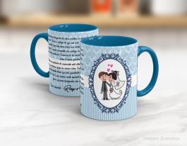 CANECA EM CERÂMICA - CASAMENTO Caneca Cerâmica Branca com Alça e Interior em Cores 325ml  Sublimação  