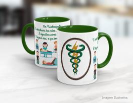 CANECA EM CERÂMICA PROFISSÃO - FISIOTERAPIA Caneca Cerâmica Branca com Alça e Interior em Cores 325ml  Sublimação  