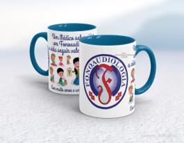 CANECA EM CERÂMICA PROFISSÃO - FONOAUDIOLOGIA Caneca Cerâmica Branca com Alça e Interior em Cores 325ml  Sublimação  