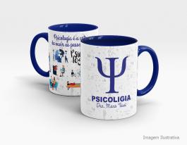 CANECA EM CERÂMICA PROFISSÃO - PSICOLOGIA Caneca Cerâmica Branca com Alça e Interior em Cores 325ml  Sublimação  